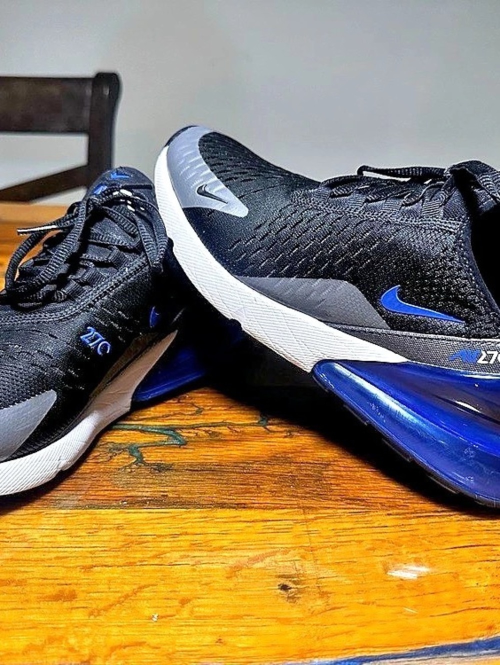 Nike Air Max 270 Athletic Shoes Black & Blue Big Youth US 7